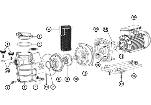 [SAVAPE2001B] Bride de moteur pour pompe Pro-Jet EVO SE 19/8 Tri, SE 26/8 Tri, SE 28/8 Tri